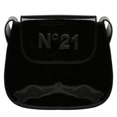 Глянцевая сумка с лого в тон, черная No. 21