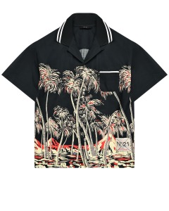 Рубашка с принтом "пальмы", черная No. 21