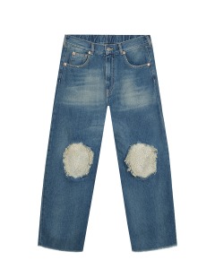 Синие джинсы с белыми заплатками MM6 Maison Margiela детские