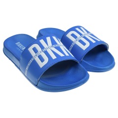 Синие шлепки с белым лого Bikkembergs