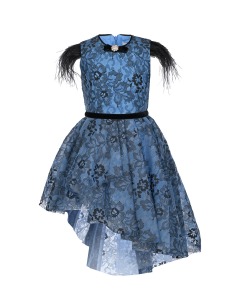 Синее платье с отделкой перьями Eirene детское