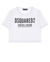 Белая футболка с черным лого Dsquared2