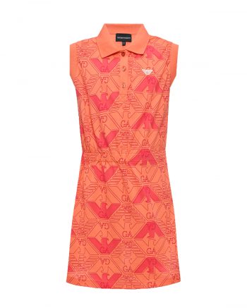 Платье с воротником поло и сплошным логотипом, оранжевое Emporio Armani
