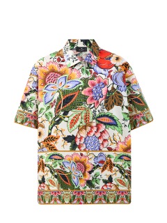 Свободная рубашка из гладкого поплина с флористическим принтом