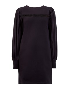 Черное платье-толстовка из комбинированного хлопка