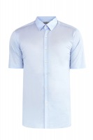 Базовая голубая рубашка с коротким рукавом из пике