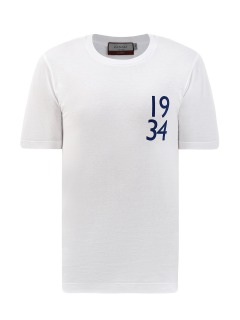 Хлопковая футболка из джерси с контрастным принтом 1934