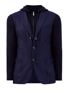 Комбинированный пиджак из плотной шерсти и трикотажа в рубчик
